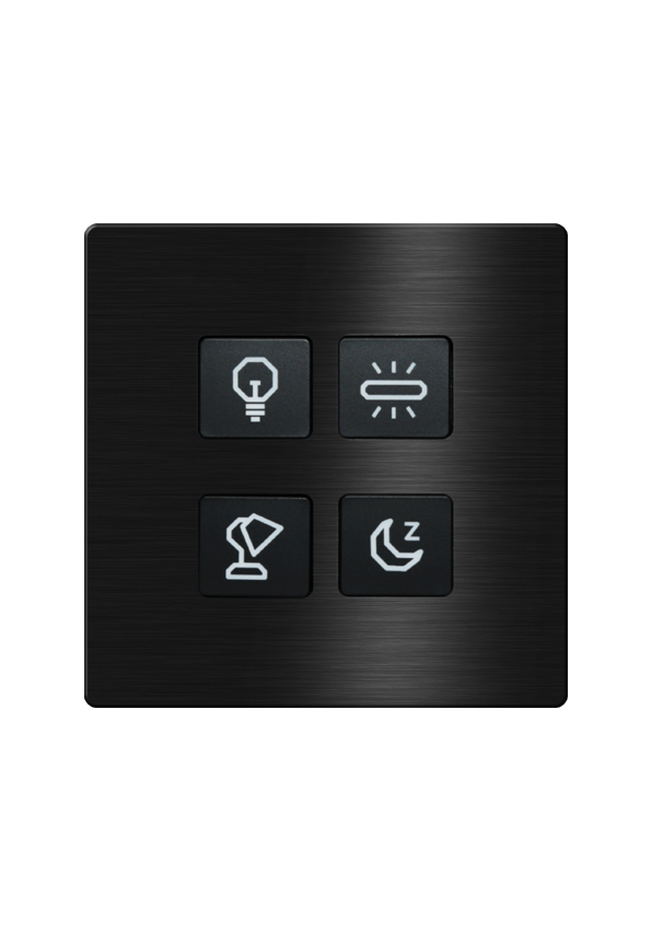 Click Push Button TIS-BUS Series 4 gang in Single Frame Black