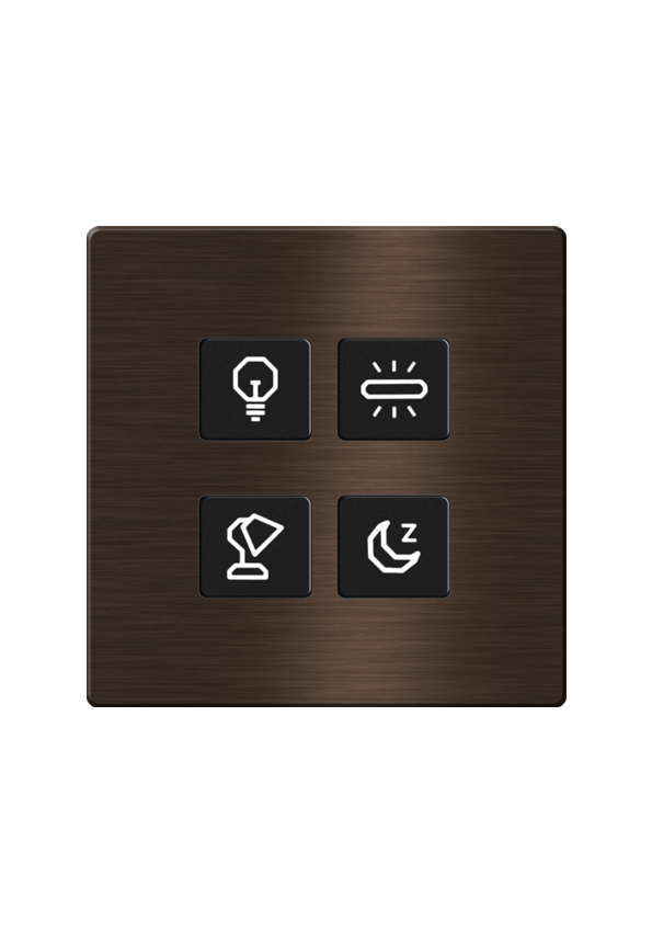 Click Push Button TIS-BUS Series 4 gang in Single Frame Gold