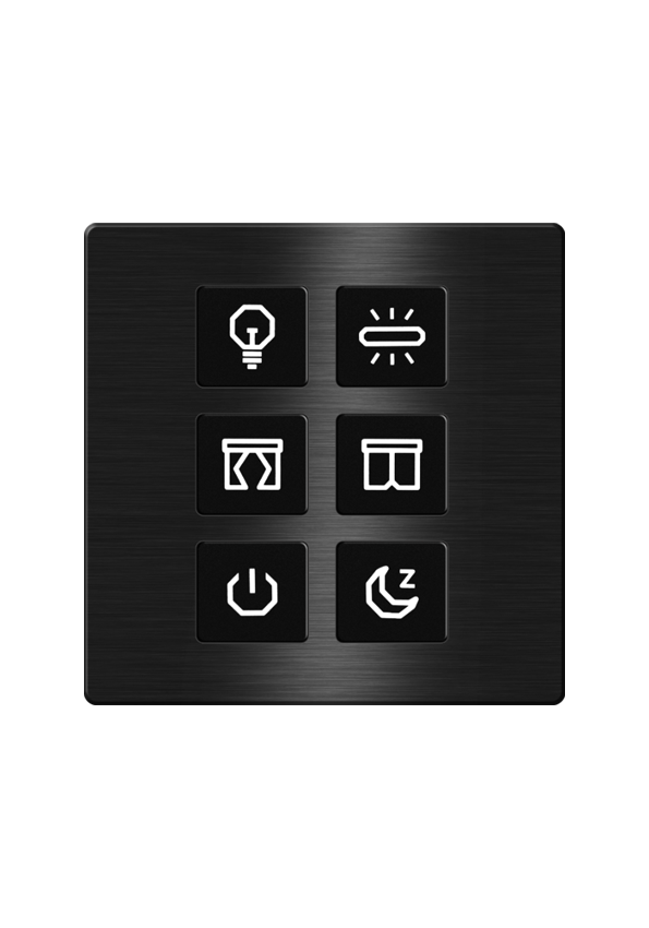 Click Push Button TIS-BUS Series 6 gang in Single Frame Black