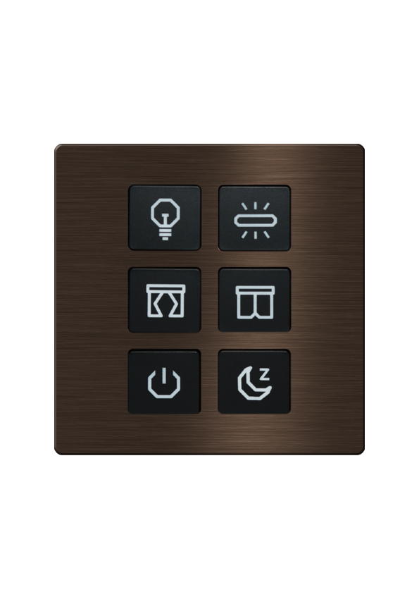 Click Push Button TIS-BUS Series 6 gang in Single Frame Gold