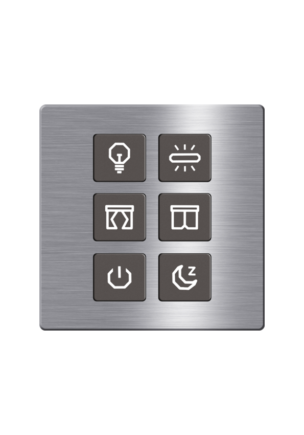 Click Push Button TIS-BUS Series 6 gang in Single Frame Gray