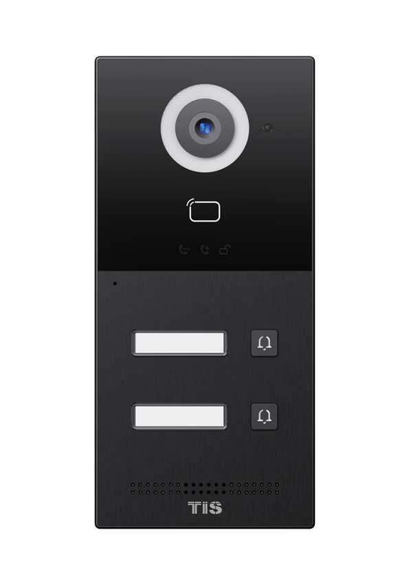 BOX-XPB-61M         Multi-button SIP Video Door Phone(2 buttons) TIS-INT-2PB-61M 1. Body material: Aluminum + Tempered Glass 2. Camera: 2M pixels, automatic lighting, Viewing angle: 110°(H) / 60°(V) 3. RF card reader: 13.56MHZ & 125kHz 4. Output Relay: 2 output relay for door opener 5. IP / IK Rating: IP65, IK06 6. 3 integrated indicators 7. Installation: Surface Mount 8. PoE (IEEE802.3af, Power-over-Ethernet); 9. Complies with SIP standard for easy integration in every SIP PBX
