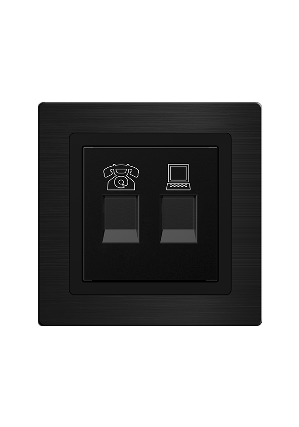 Click TEL and Data Socket Black