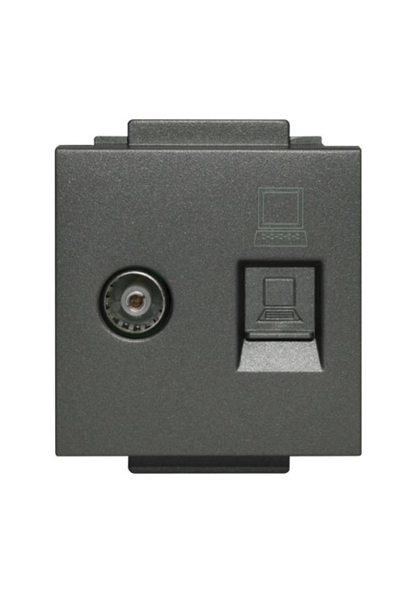 Click TV and Data Socket Gray