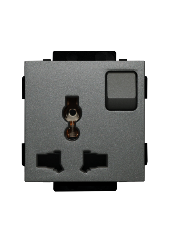 Click 13A,220V  Universal socket with switch Gray