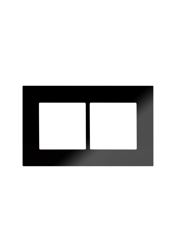 SOL Black Glass  Cover 2 Gang  UK  Size