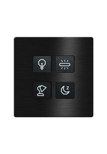 [TIS-CLK-4B-1F-BLK] Click Push Button TIS-BUS Series 4 gang in Single Frame Black
