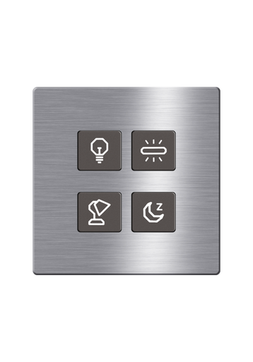 [TIS-CLK-4B-1F-GRY] Click Push Button TIS-BUS Series 4 gang in Single Frame Gray