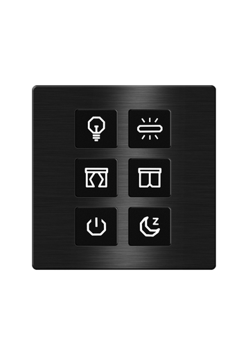 [TIS-CLK-6B-1F-BLK] Click Push Button TIS-BUS Series 6 gang in Single Frame Black