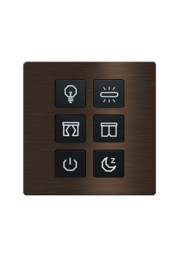 [TIS-CLK-6B-1F-GOL] Click Push Button TIS-BUS Series 6 gang in Single Frame Gold