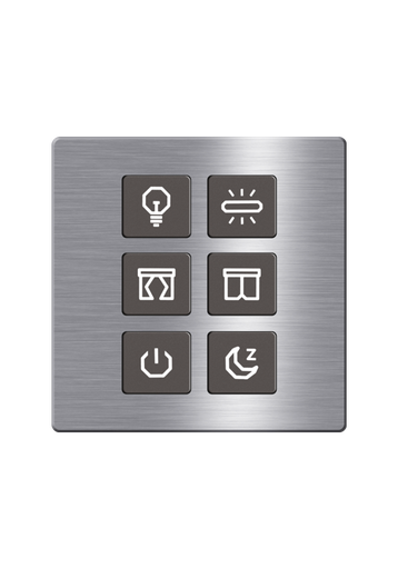 [TIS-CLK-6B-1F-GRY] Click Push Button TIS-BUS Series 6 gang in Single Frame Gray