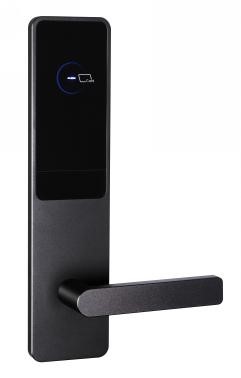 [TIS-E901C-BLK] Mifare card lock, proximity Casting aluminum panel and handle handle/handle collar/cylinder cover Black oxidation finish treatment American standard 5 latches mortise Work with alkaline battery Emergency key for backup use 500,000 times life test Offline system for management Die casting 304# stainless steel mortise latch and deadbolt (Black)