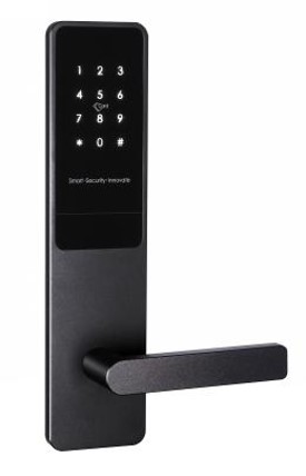 [TIS-E901P-BLK] "Smart Bluetooth Digital Lock, Work with proximity card Solid aluminum panel/handle Black oxidation treatment American standard 5 latches mortise Work with alkaline battery Emergency key for backup use 500,000 times life test Work with bluetooth technology Support remote passcode change No need front reception and save labor cost Available for WIFI hub for remote management(optional)"
