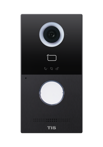 [TIS-INT-1VL-C60] 1-button SIP Video Door Phone TIS-INT-1VL-C60 1. Body material: Aluminum + Tempered Glass, ABS button 2. Camera: 2M pixels, automatic lighting, Viewing angle: 110°(H) / 60°(V) 3. RF card reader: 13.56MHZ & 125kHz 4. Output Relay: 2 output relay for door opener 5. IP / IK Rating: IP65, IK06 6. 3 integrated indicators 7. Installation: Surface Mount 8. PoE (IEEE802.3af, Power-over-Ethernet); 9. Complies with SIP standard for easy integration in every SIP PBX