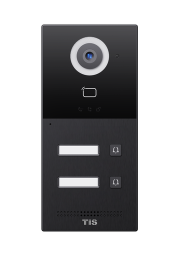 [TIS-INT-2PB-61M] BOX-XPB-61M         Multi-button SIP Video Door Phone(2 buttons) TIS-INT-2PB-61M 1. Body material: Aluminum + Tempered Glass 2. Camera: 2M pixels, automatic lighting, Viewing angle: 110°(H) / 60°(V) 3. RF card reader: 13.56MHZ & 125kHz 4. Output Relay: 2 output relay for door opener 5. IP / IK Rating: IP65, IK06 6. 3 integrated indicators 7. Installation: Surface Mount 8. PoE (IEEE802.3af, Power-over-Ethernet); 9. Complies with SIP standard for easy integration in every SIP PBX