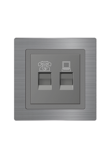 [CLK-DAT-TEL-GRY] Click TEL and Data Socket Gray