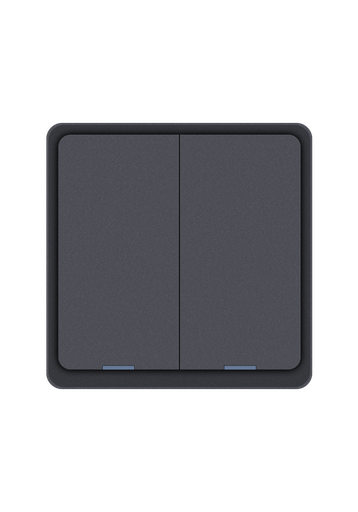 [DIO-2G-SW-BEE-N Gray] Dion 2 Gang switch with one relay  (with N neutral connection)  Act as Repeater  Zigbee Protocol  EU and UK Size