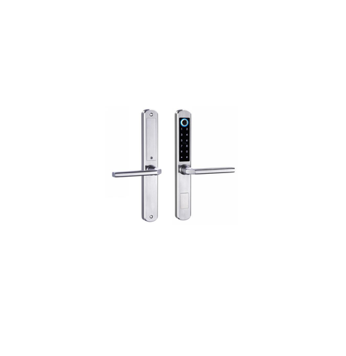 [TIS-A210F-SLV] "Smart BLE Digital Fingerprint Lock, IP64 Work with proximity card 304# stainless steel panel/handle Satin stainless steel treatment American standard 5 latches mortise Available for 60/85,35/85,45/85 mortise Work with alkaline battery Emergency key for backup use 200,000 times life test Work with bluetooth technology Support remote passcode change Available for WIFI hub for remote management(optional)"