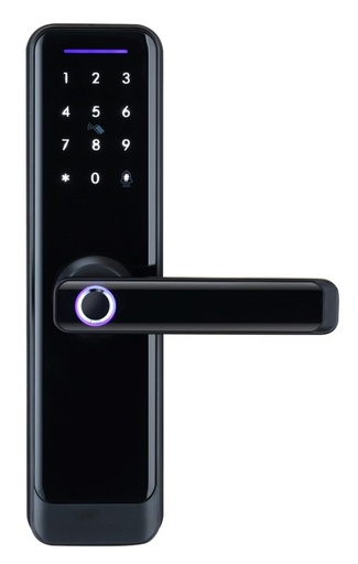 [TIS-A270F-BLK (5572/6085)] "Smart BLE Digital Fingerprint Lock, Work with proximity card Aluminum alloy panel/handle Black oxidation treatment Available for 60/85,55/72 mortise or single latch Work with alkaline battery Emergency key for backup use 300,000 times life test Work with bluetooth technology Support remote passcode change Available for WIFI hub for remote management(optional)"